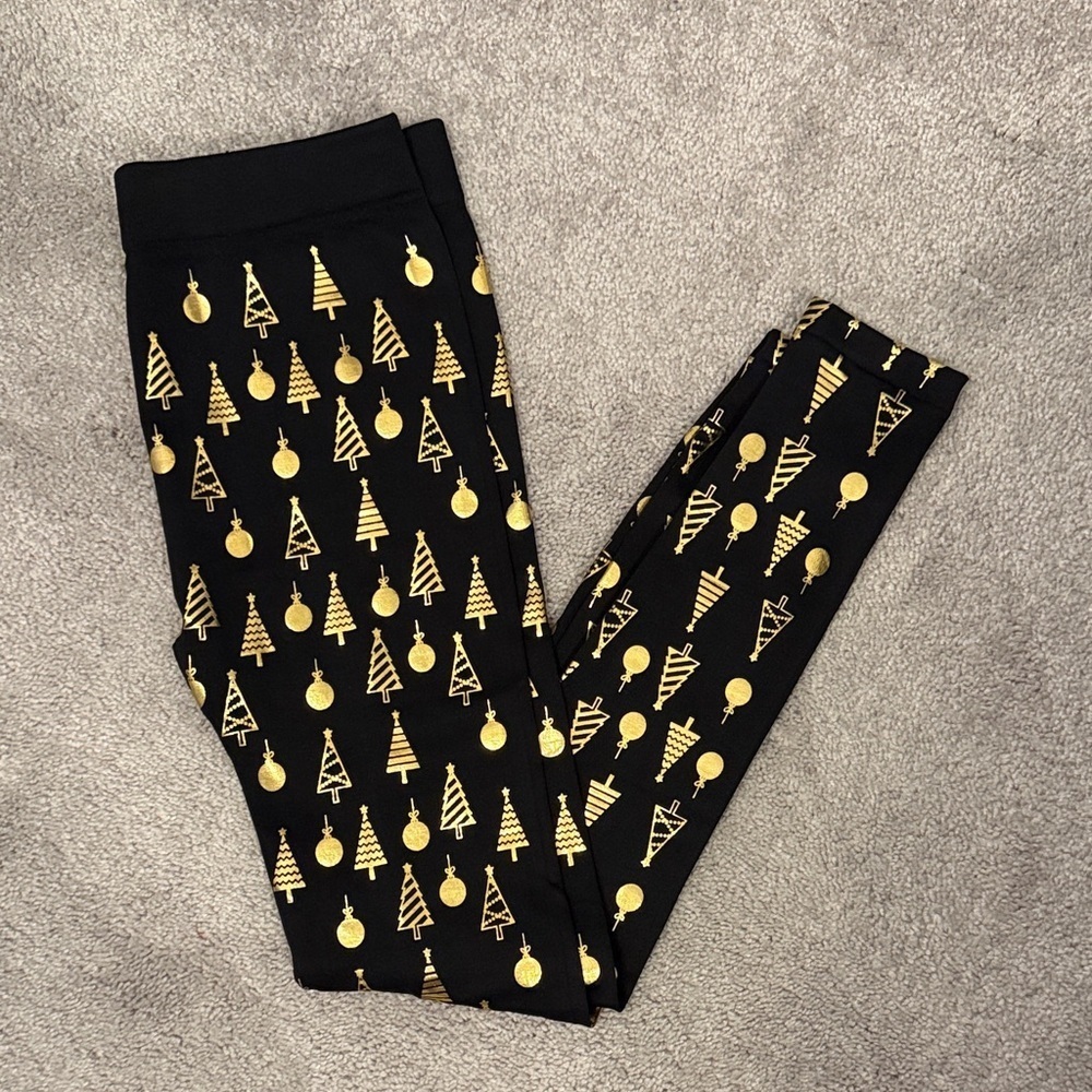 Christmas/Holiday Black and Gold Leggings